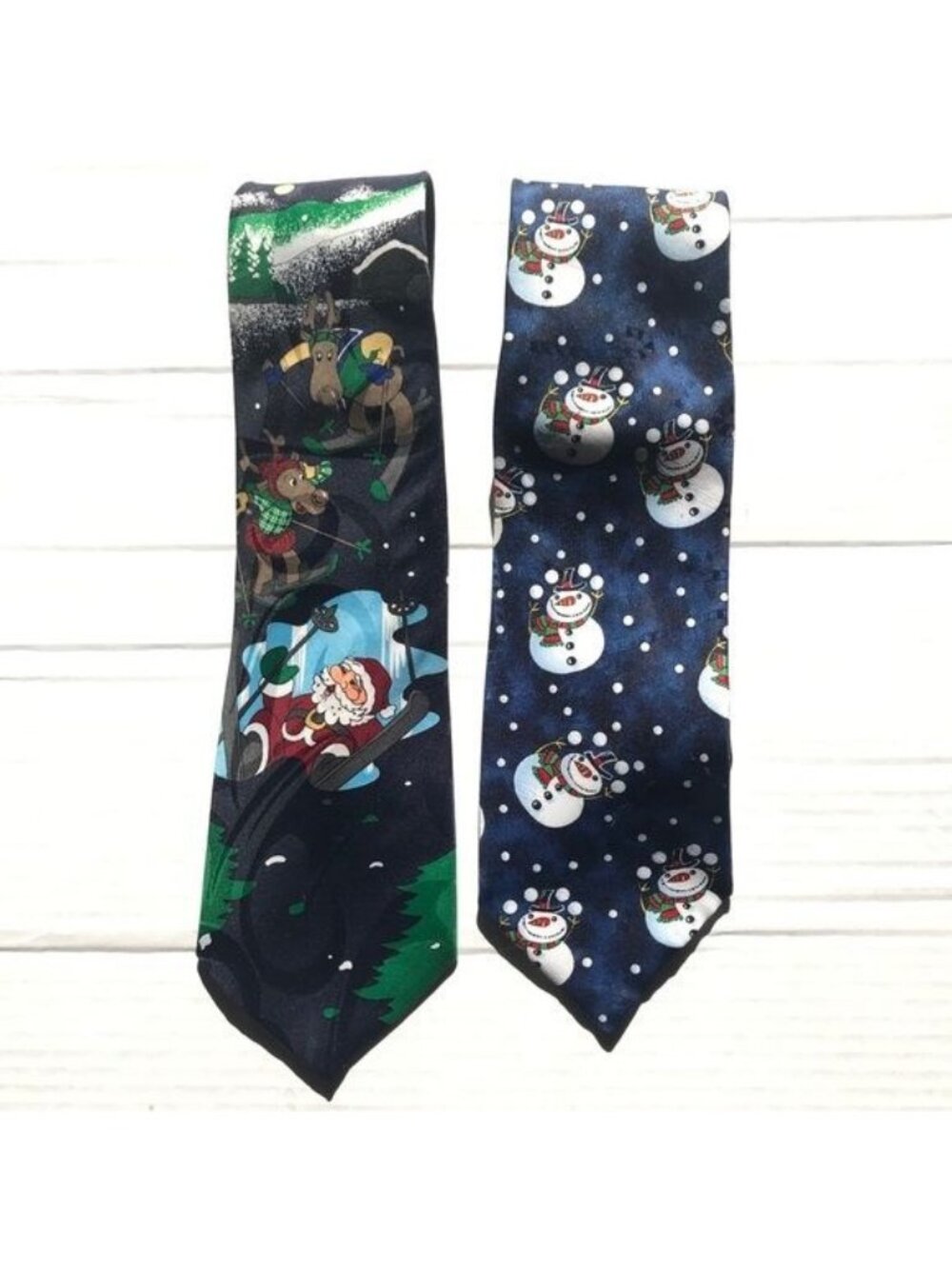 Lot of 2 Festive Christmas Ties Hallmark and Jingle Bells Whimsical Novelty